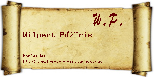 Wilpert Páris névjegykártya